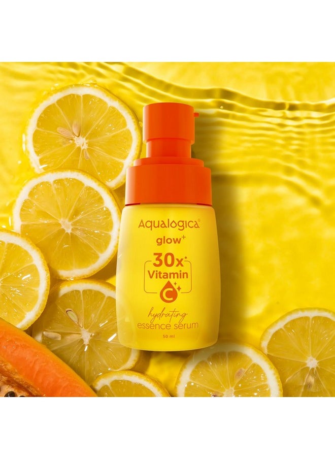 Aqualogica Glow+ 30X* Vitamin C Hydrating Essence Serum- 50Ml | Brightens Skin I Power Of 30X* Vitamin C I Lightweight & Non-Sticky | For Men And Women  - Image 2