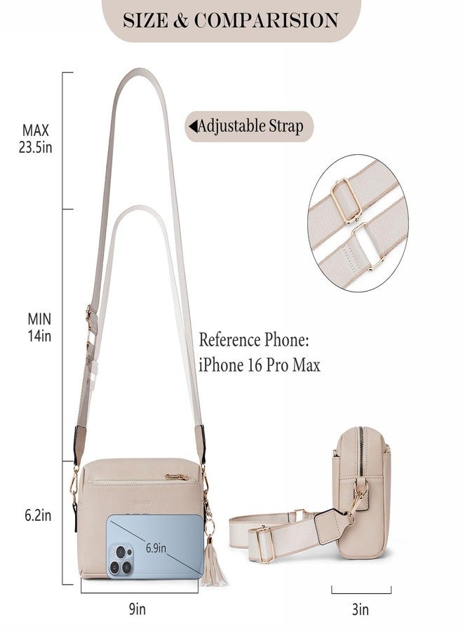 Roulens Triple Zip Small Crossbody Bag for women,Wide Strap Cell Phone Purse Shoulder Handbag Wallet with Credit Card Slots - Image 5