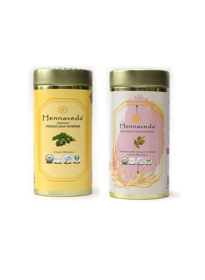 Hennaveda Hair Henna Powder & Indigo Powder, Hair Color Combo With Hair Dye Brush, Gloves And Shower Cap 200G - Image 1
