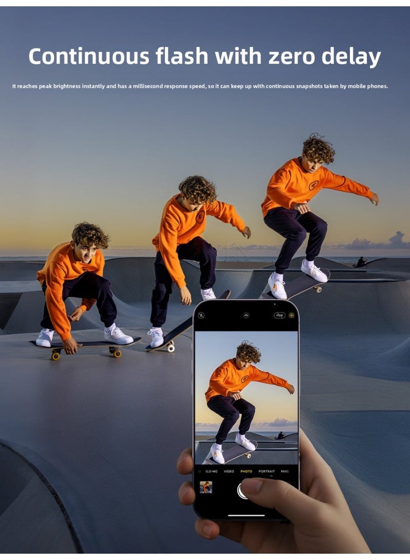 TELESIN Magnetic Mini Fill Light for Phone – 15W 5000Lux LED Portable Flash Light with MagSafe Mount, 180° Adjustable Angle, Bluetooth Trigger, Built-in Battery for Selfie, Vlog, Video Recording, Photography - Image 5