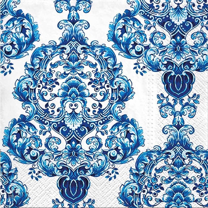 The Tissue Store The Tissue Store Decoupage Paper Napkin for Craft 4 Sheets Floral 27 Blue and White  - Image 3