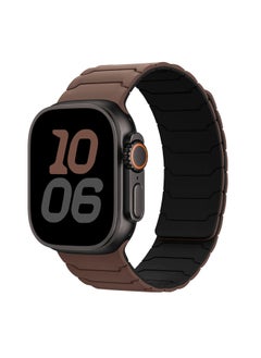 For AppleStrap AppleWatch9/S10/Ultra2 Armored Warrior Silicone Strong Magnetic Watch Strap-Color:Chocolate With Black-Specifications:38/40/41/MM S10 42