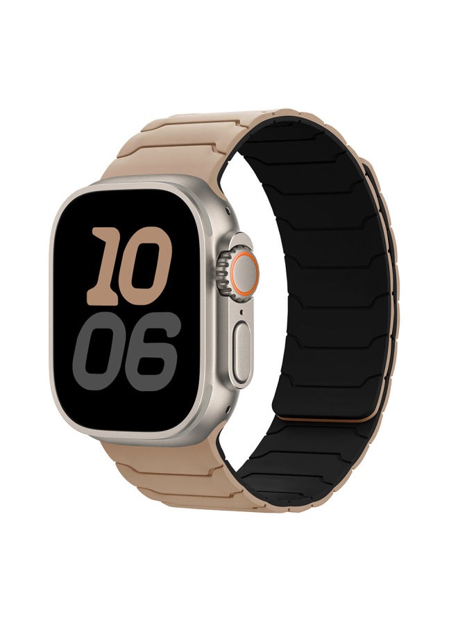 Generic - For AppleStrap AppleWatch9/S10/Ultra2 Armored Warrior Silicone Strong Magnetic Watch Strap-Color:Chocolate With Black-Specifications:38/40/41/MM S10 42 - Image 1