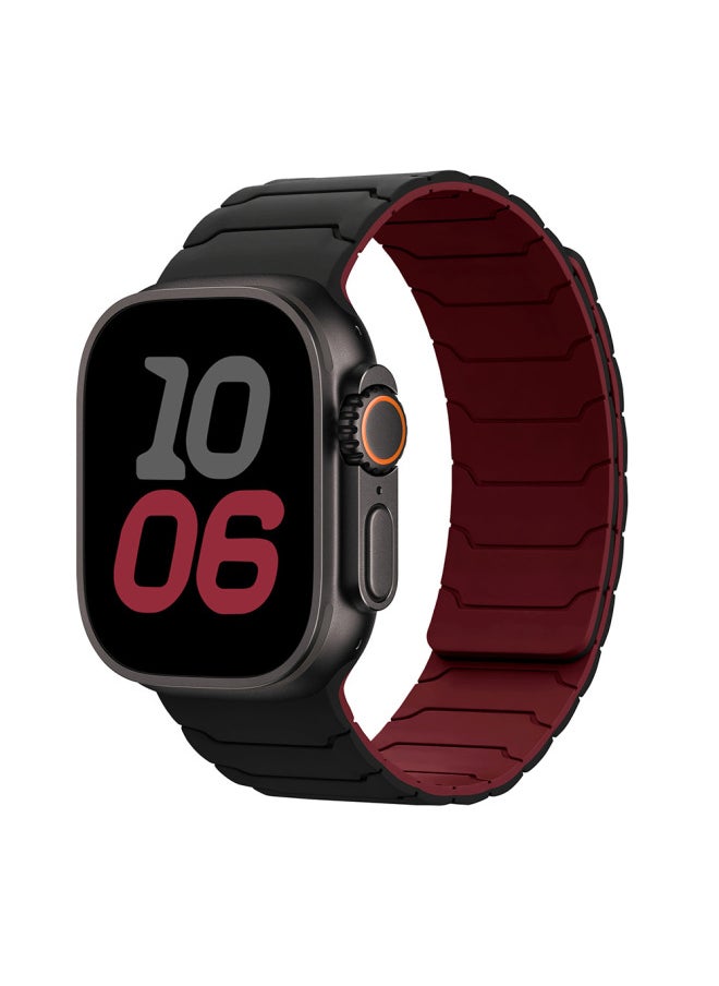 Generic - For AppleStrap AppleWatch9/S10/Ultra2 Armored Warrior Silicone Strong Magnetic Watch Strap-Color:Chocolate With Black-Specifications:38/40/41/MM S10 42 - Image 1