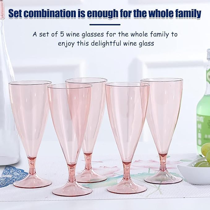 Bindex Travel Picnic Glass 5PCS Set Folding Style Plastic Champagne Glasses Suitable for Outdoor Reusable Camping Perfect for PartyWeddingBirthday - Image 3