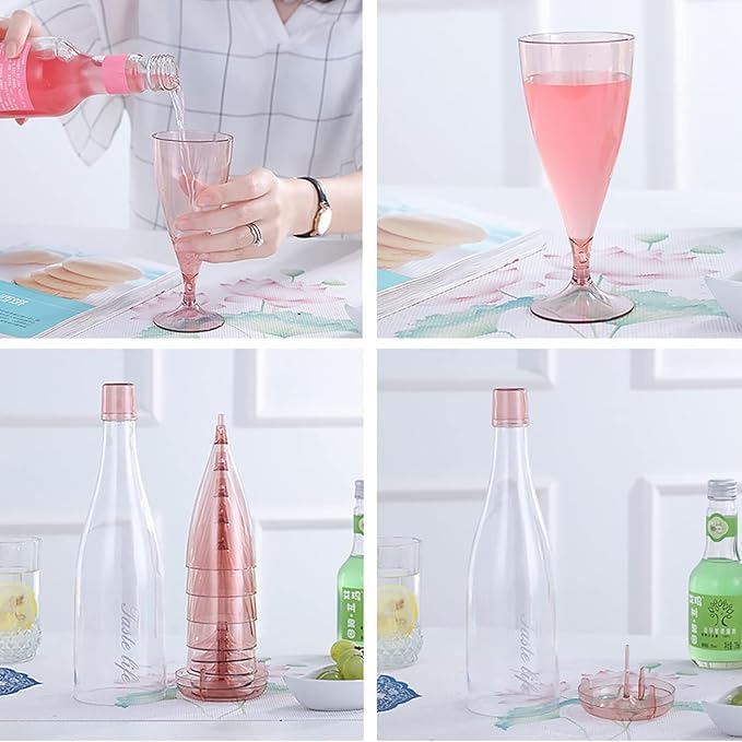 Bindex Travel Picnic Glass 5PCS Set Folding Style Plastic Champagne Glasses Suitable for Outdoor Reusable Camping Perfect for PartyWeddingBirthday - Image 4