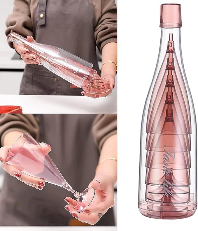 Bindex Travel Picnic Glass 5PCS Set Folding Style Plastic Champagne Glasses Suitable for Outdoor Reusable Camping Perfect for PartyWeddingBirthday - Image 5