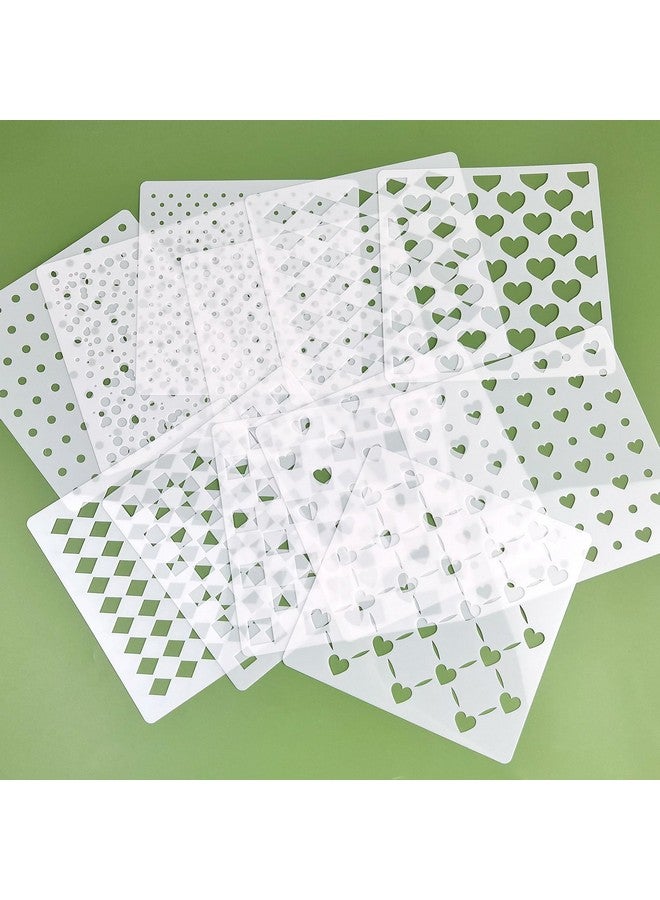 CODOHI 12 Pcs Mixed Media Stencils, Polka Dot Stencils, Checkered Stencils, Heart Stencils, Assorted Sizes Repeating Stencils For Painting On Wood Furniture Pillows Wall Scrapbook Card Making Diy Craft 6"X6" - Image 3