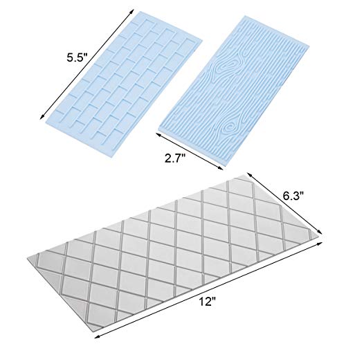 HiParty 10Pcs/Set Fondant Impression Mat, Tree Bark Brick Stone Wall Flower Cobblestone Diamond Quilted Grid Texture Design Embossed Lace Embossing Mold Decorating Tools for Wedding Cake Border Decoration - Image 2
