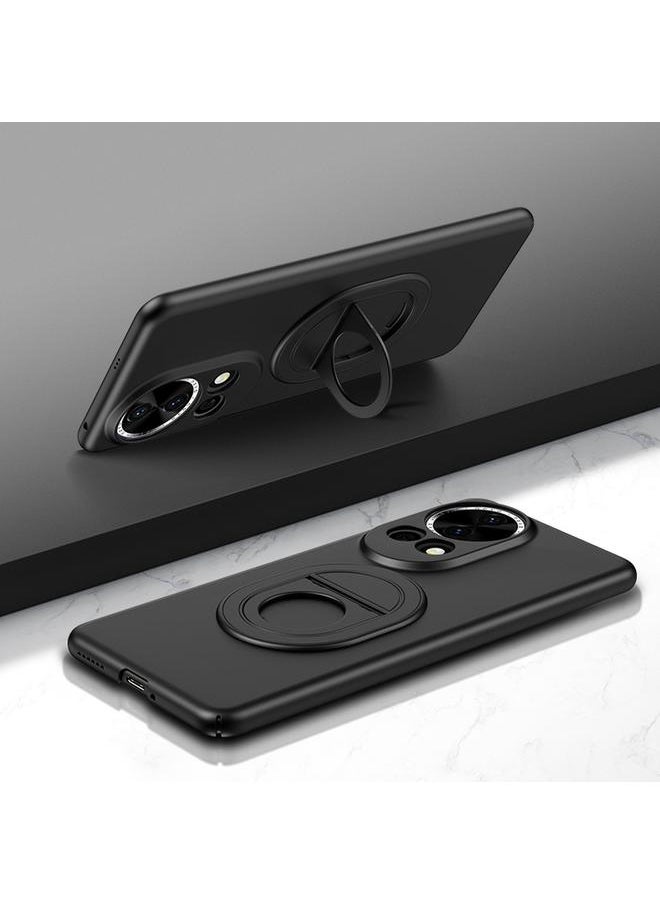 For Huawei nova 12 Pro Magsafe Hidden Fold Holder Full Coverage Shockproof Phone Case(Black)