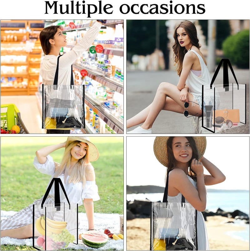 ECHSRT Heavy-Duty Clear Tote Bag - Waterproof and Transparent PVC Bag, Sturdy Handle and Stylish Trim, Perfect for Events, Travel, Concert, Office, Gym and Daily Use - Image 2