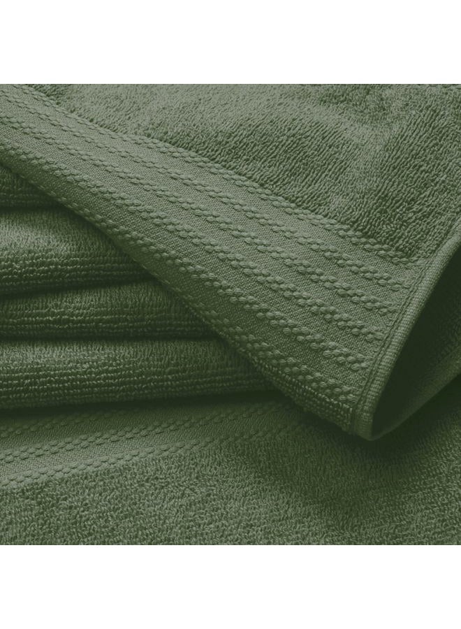 GLAMBURG Ultra Soft 8-Piece Towel Set - 100% Pure Ring spun Cotton, Contains 2 Oversized Bath Towels 27x54, 2 Hand Towels 16x28, 4 Wash Cloths 13x13 - Ideal for Everyday use, Hotel & Spa - Olive Green - Image 2