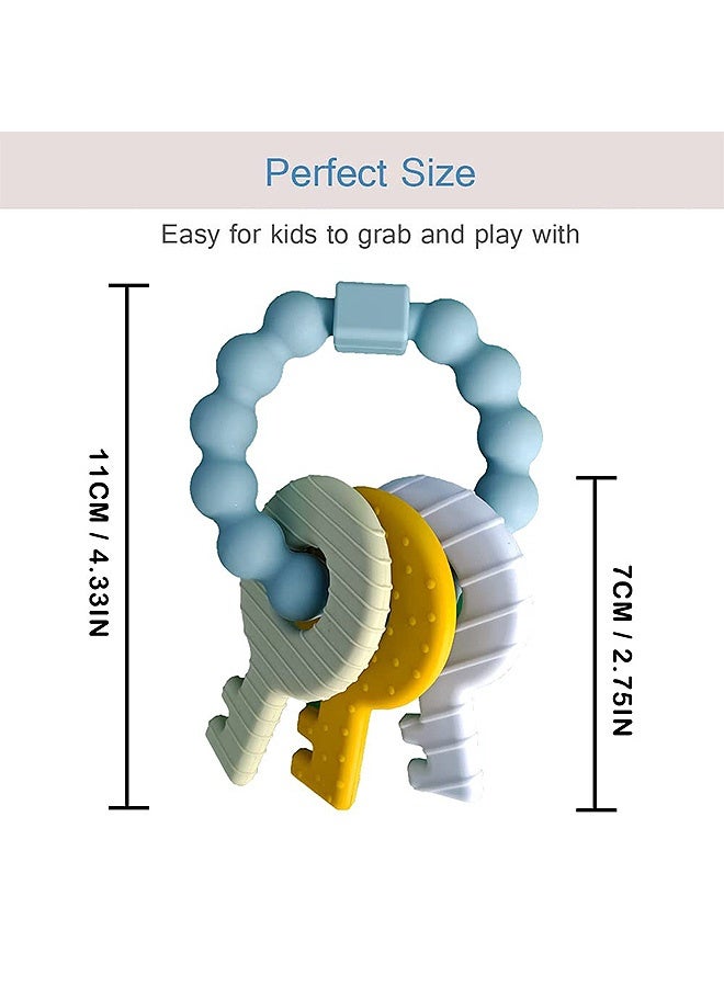 MXN Baby Silicone Teething Toys, Babies Cute Teething Ring Unisex, Teething Keys Toy for Infants Soft Raised Texture to Soothe Gums and BPA Free - Image 2