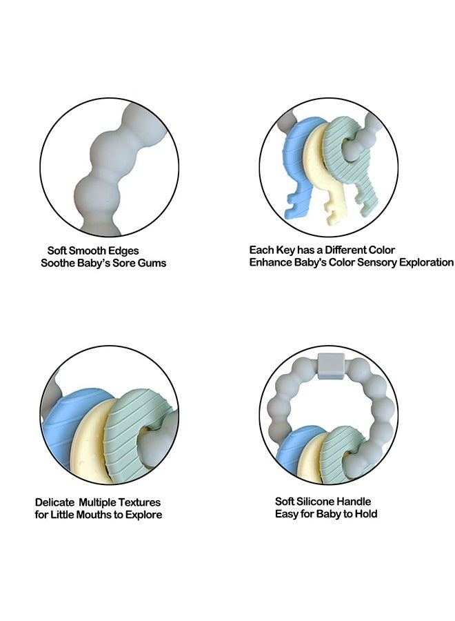 MXN Baby Silicone Teething Toys, Babies Cute Teething Ring Unisex, Teething Keys Toy for Infants Soft Raised Texture to Soothe Gums and BPA Free - Image 3