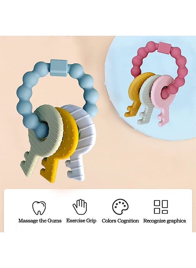 MXN Baby Silicone Teething Toys, Babies Cute Teething Ring Unisex, Teething Keys Toy for Infants Soft Raised Texture to Soothe Gums and BPA Free - Image 4