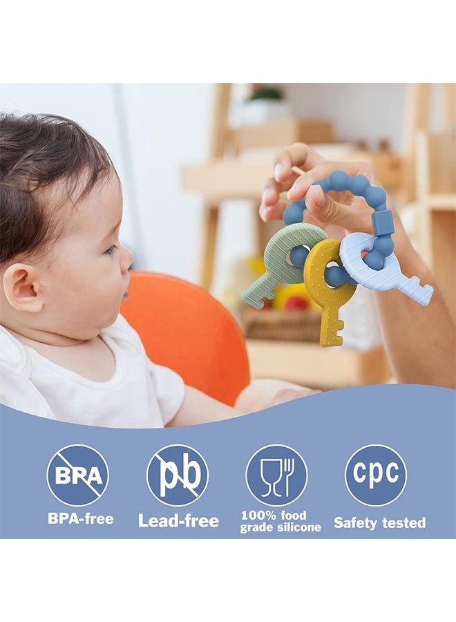 MXN Baby Silicone Teething Toys, Babies Cute Teething Ring Unisex, Teething Keys Toy for Infants Soft Raised Texture to Soothe Gums and BPA Free - Image 5