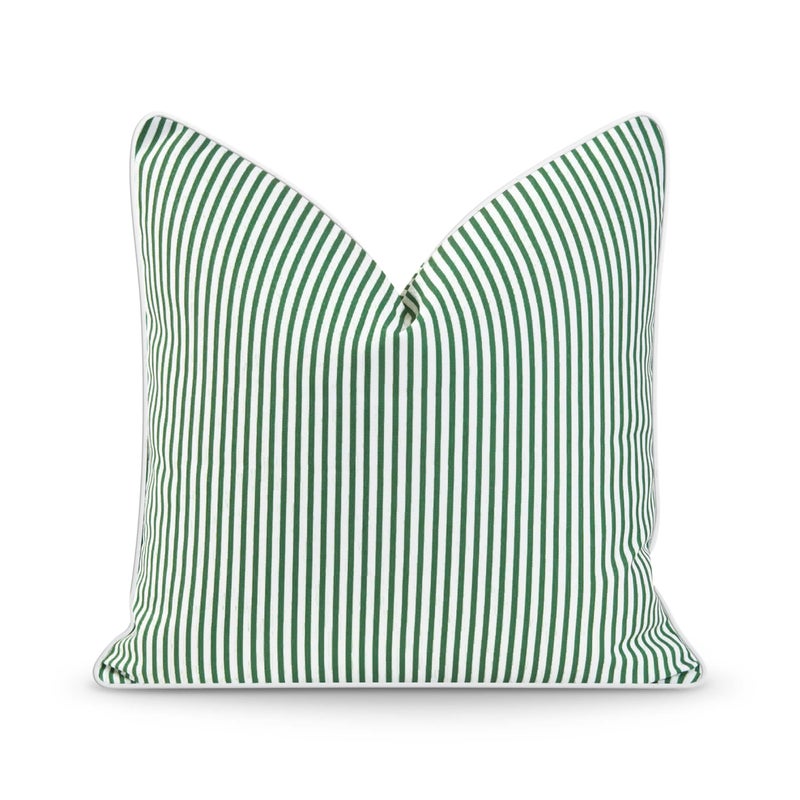 Hofdeco Premium Coastal Patio Indoor Outdoor Pillow Cover Only 20x20 Water Resistant for Backyard Couch Green Stripe
