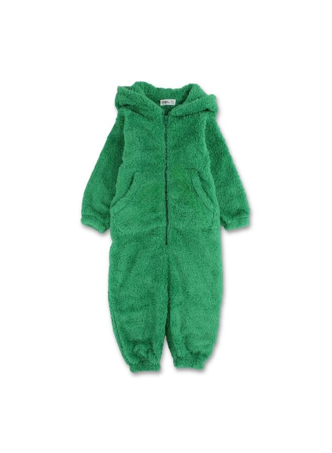 Ourkids Unisex Fleeced Hooded Onesie Pajama – Green - Image 1