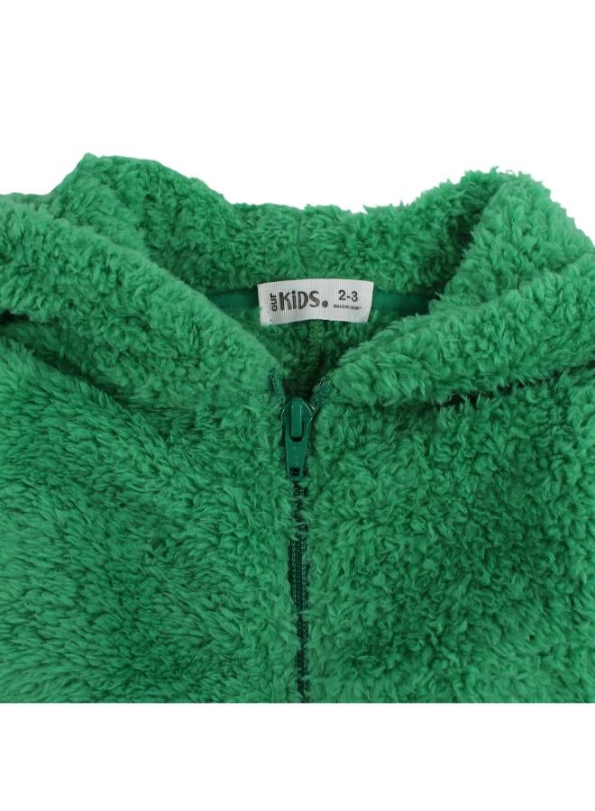 Ourkids Unisex Fleeced Hooded Onesie Pajama – Green - Image 3