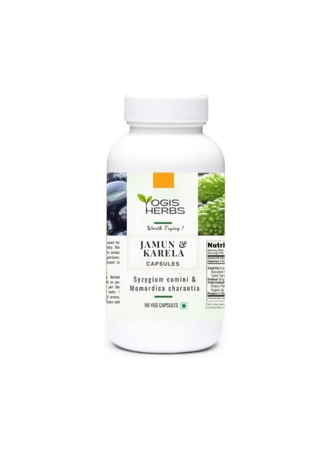 YOGIS HERBS كبسولات يوجيس هيربز جامون وكاريلا (سيزيجيوم كوميني ومومورديكا تشارانتي) لدعم الأيض الصحي - 90 كبسولة نباتية - Image 1