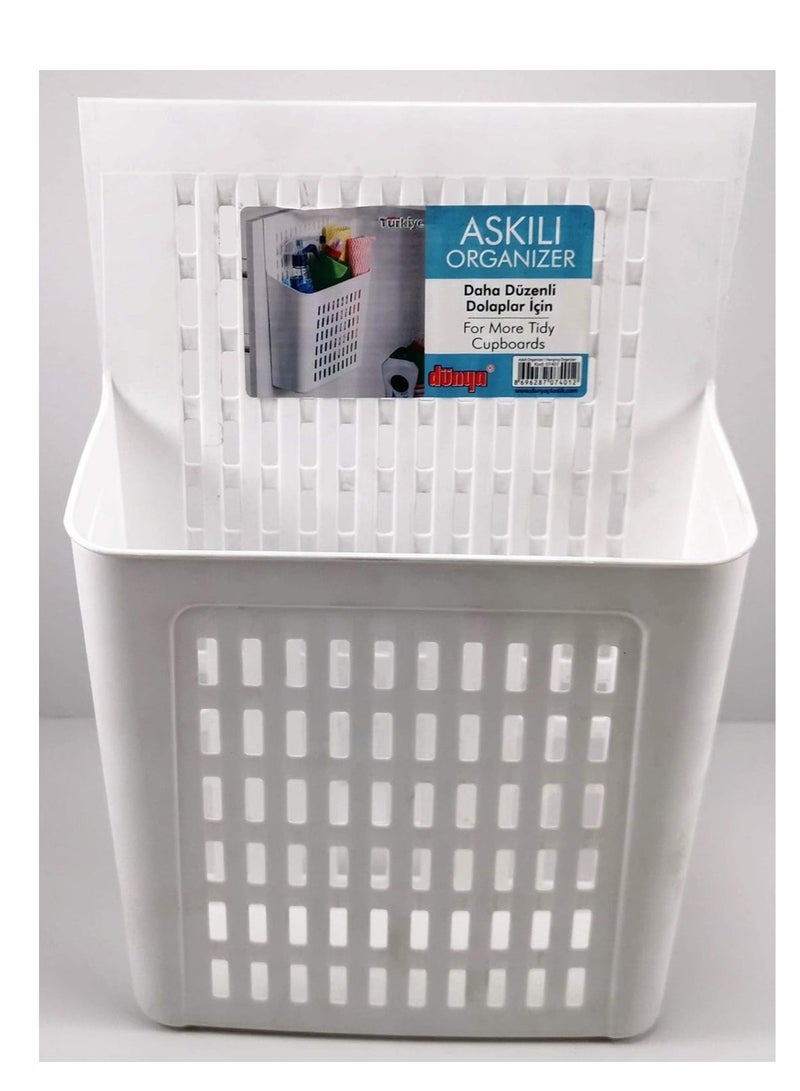 Askuang White Hanging Organizer, Plastic Multi-Use Hanging Plastic Organizer Basket - Image 3