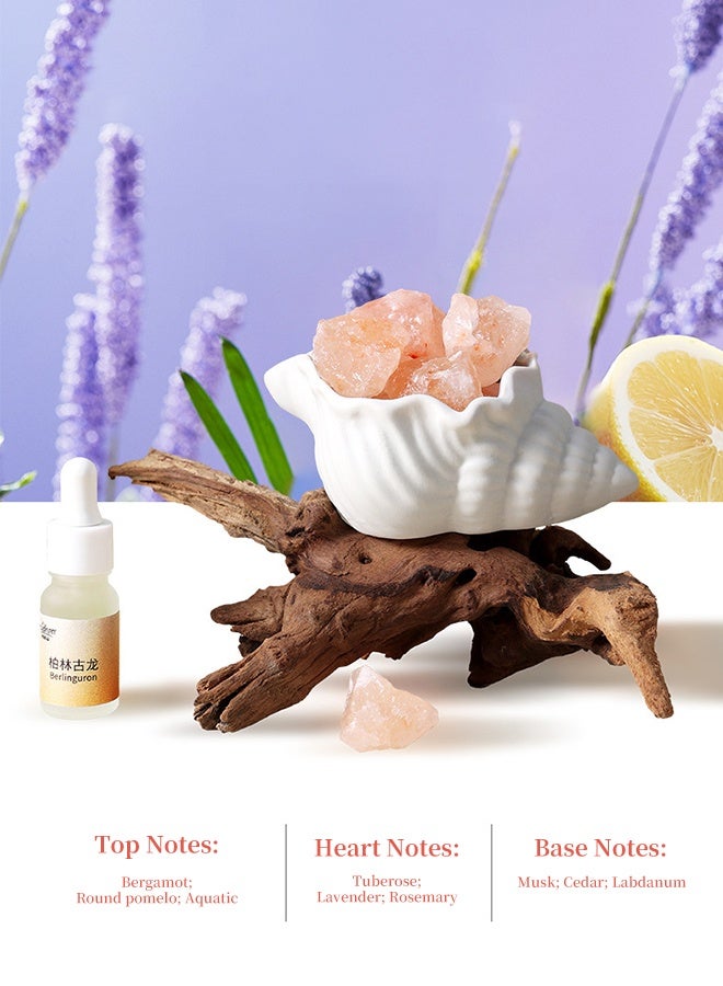 Crystal Stone Reedless Aromatherapy Diffuser Set, Natural Crystals + Ceramic Seashell Holder + Fragrance Oil, Home Scent Diffuser for Living Room, Bedroom, Office & Gifting - Image 4