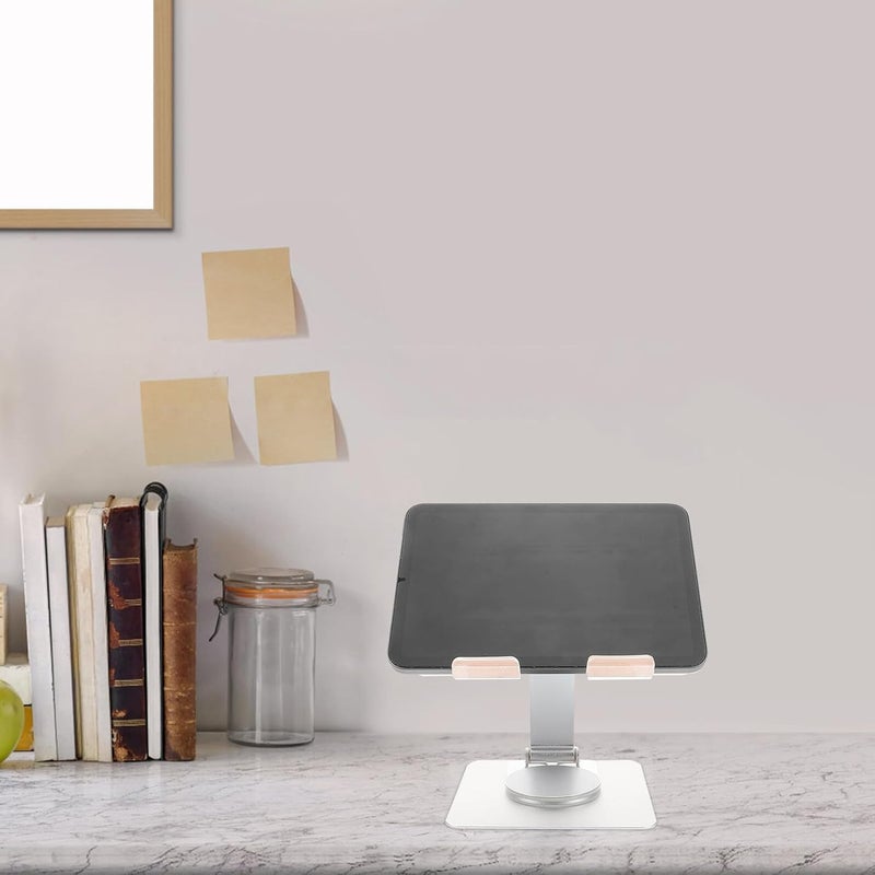 Foldable Adjustable Tablet Stand for Desk and Travel, Portable Silver Tablet Holder for Rv and Office Use with Stable Desktop Support - Image 4