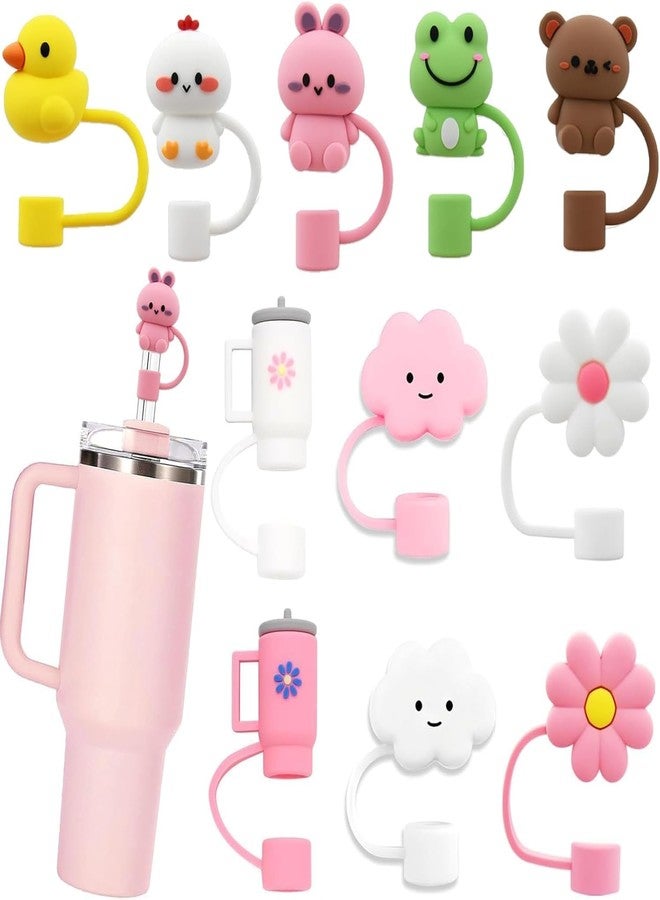 TREXEE Silicone Straw Cover Cap - 4 PCS, Dust-Proof Cap for Sipper, Cute Compatible with Stanley Tumblers Tip Cover for 10mm Straws Reusable Random - Image 1