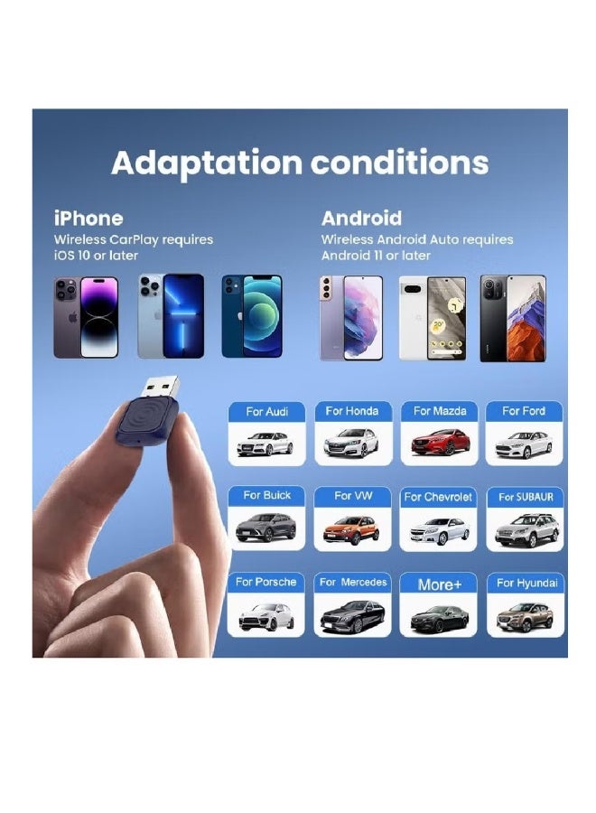 Carlinkit 2-in-1 Mini Ultra Wireless CarPlay Adapter & Android Auto - for iOS 10+/Android 11+, Convert Wired to Wireless with USB- - Image 3