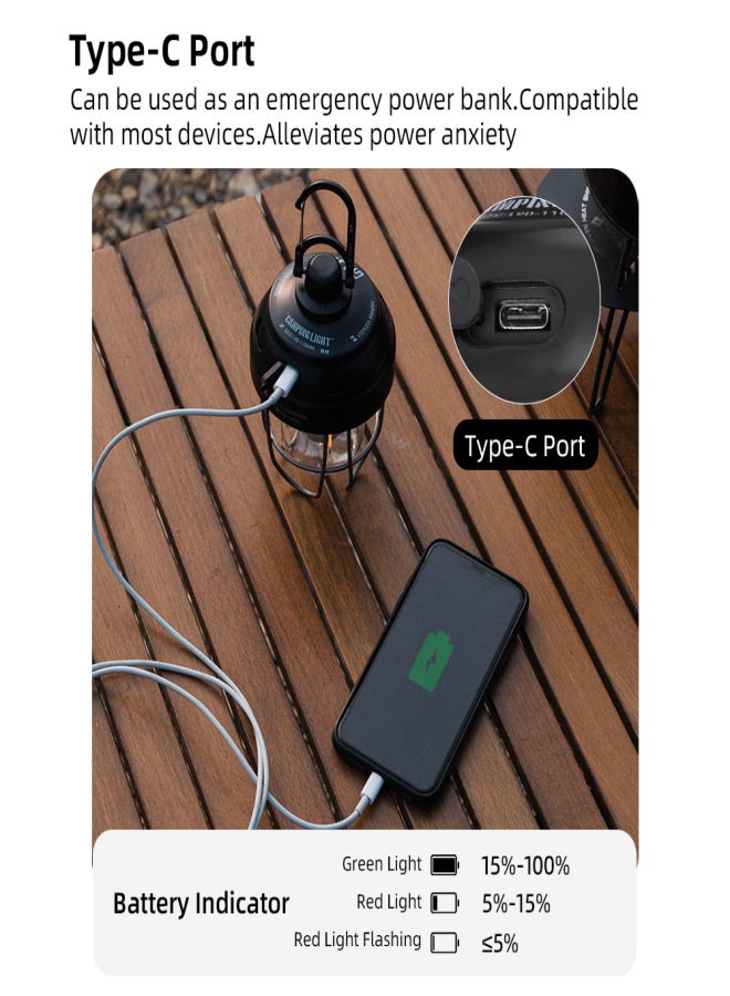 shinrtrip Camping Lights & Lanterns  Carbon Steel 5 Modes USB Rechargeable 2000mAh As Power Bank 100H Runtime  Camping Outdoor Lights Hanging Ambient Light - Image 2