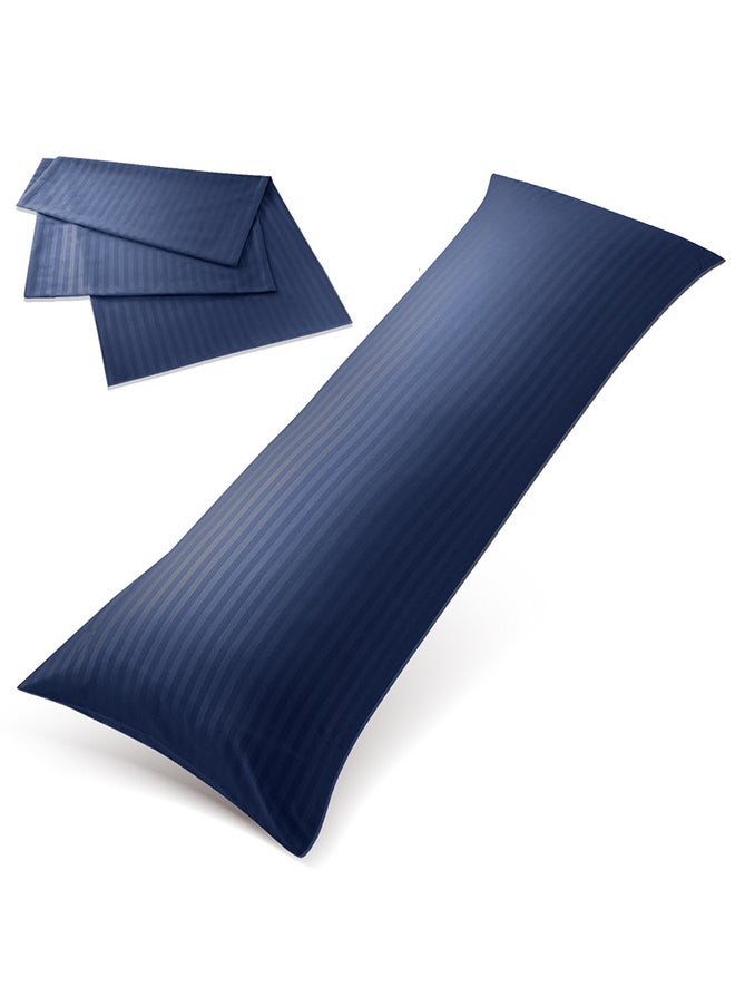 Hotel Linen Klub Hotel Linen Klub Long Body 1Pc Stripe Pillowcase - 100% Microfiber  with envelope closure, Soft and Durable Quality, Size : 45 x 125cm , Navy Blue  - Image 1