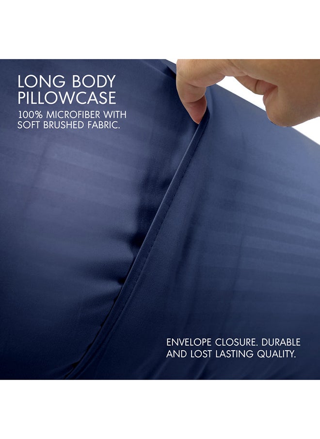 Hotel Linen Klub Hotel Linen Klub Long Body 1Pc Stripe Pillowcase - 100% Microfiber  with envelope closure, Soft and Durable Quality, Size : 45 x 125cm , Navy Blue  - Image 2