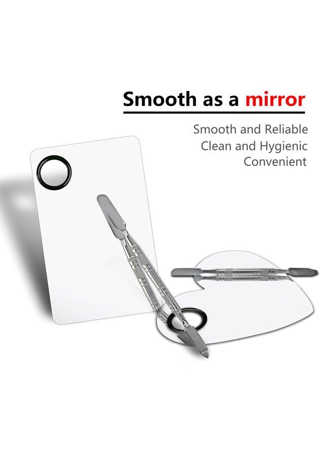 Banugo 2Pcs Cosmetic Makeup Palette, Premium Stainless Steel Metal Makeup Mixing Palette with Spatula, Makeup Mixing Tray for Mixing Foundation/Eye Shadow/Mascara/Nail Polish/Pigment/Nail Art - Image 2