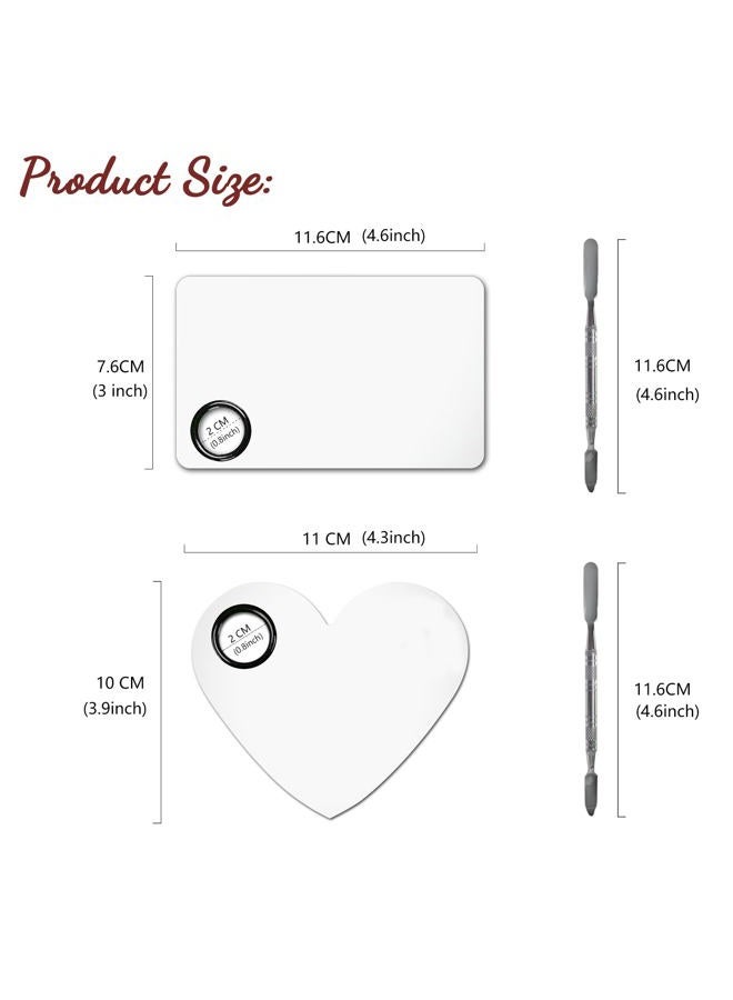 Banugo 2Pcs Cosmetic Makeup Palette, Premium Stainless Steel Metal Makeup Mixing Palette with Spatula, Makeup Mixing Tray for Mixing Foundation/Eye Shadow/Mascara/Nail Polish/Pigment/Nail Art - Image 3