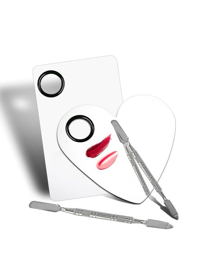 Banugo 2Pcs Cosmetic Makeup Palette, Premium Stainless Steel Metal Makeup Mixing Palette with Spatula, Makeup Mixing Tray for Mixing Foundation/Eye Shadow/Mascara/Nail Polish/Pigment/Nail Art - Image 1