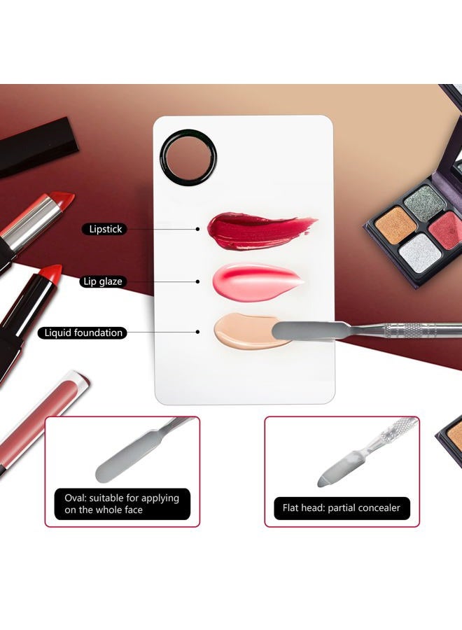Banugo 2Pcs Cosmetic Makeup Palette, Premium Stainless Steel Metal Makeup Mixing Palette with Spatula, Makeup Mixing Tray for Mixing Foundation/Eye Shadow/Mascara/Nail Polish/Pigment/Nail Art - Image 5