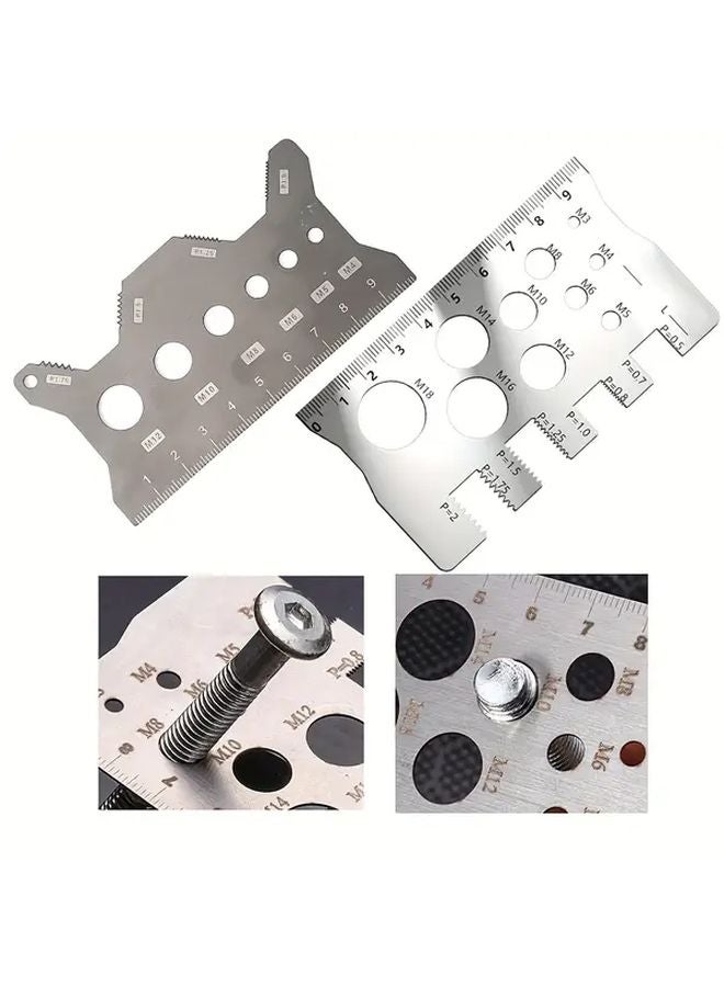 2pcs Stainless Steel 304 Screw Gauge Set M12 Thread Measuring Ruler Caliper Tool - Image 3