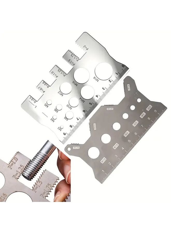2pcs Stainless Steel 304 Screw Gauge Set M12 Thread Measuring Ruler Caliper Tool - Image 4