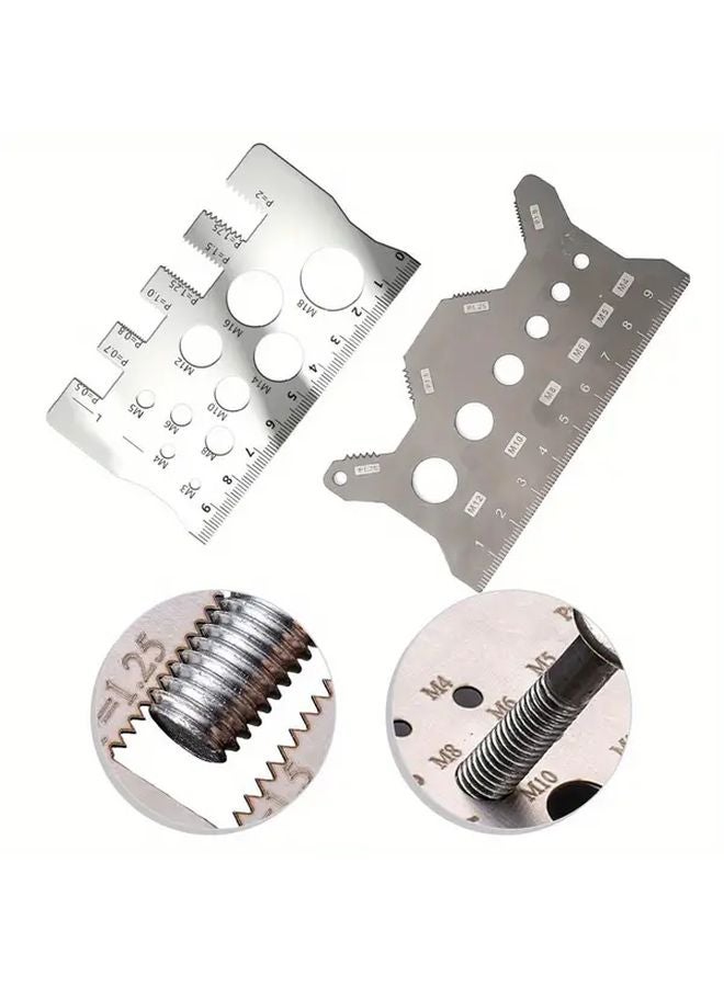 2pcs Stainless Steel 304 Screw Gauge Set M12 Thread Measuring Ruler Caliper Tool - Image 2