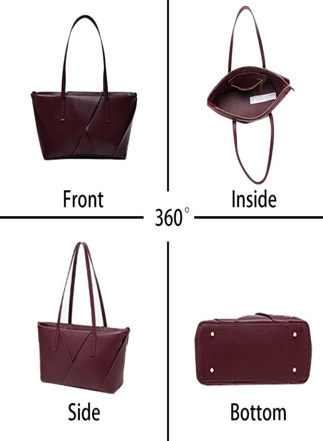 Molodo Woven Tote Bag Large Capacity Zipper Handbag Shoulder Bag Hobo Underarm Bags for Travel - Image 4