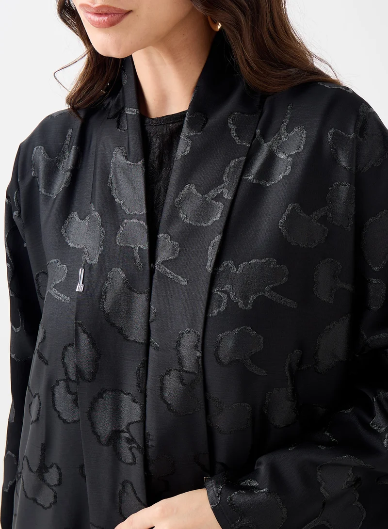 Hadiyath Al Madinah Textured Shimmer Black Abaya - HM