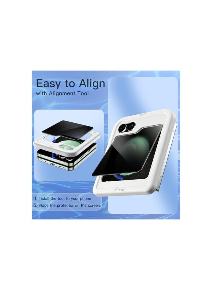 JETech Front Privacy Screen Protector for Samsung Galaxy Z Flip 5, Anti-Spy Tempered Glass Film with Easy Installation Tool, Case-Friendly, 2-Pack - Image 2