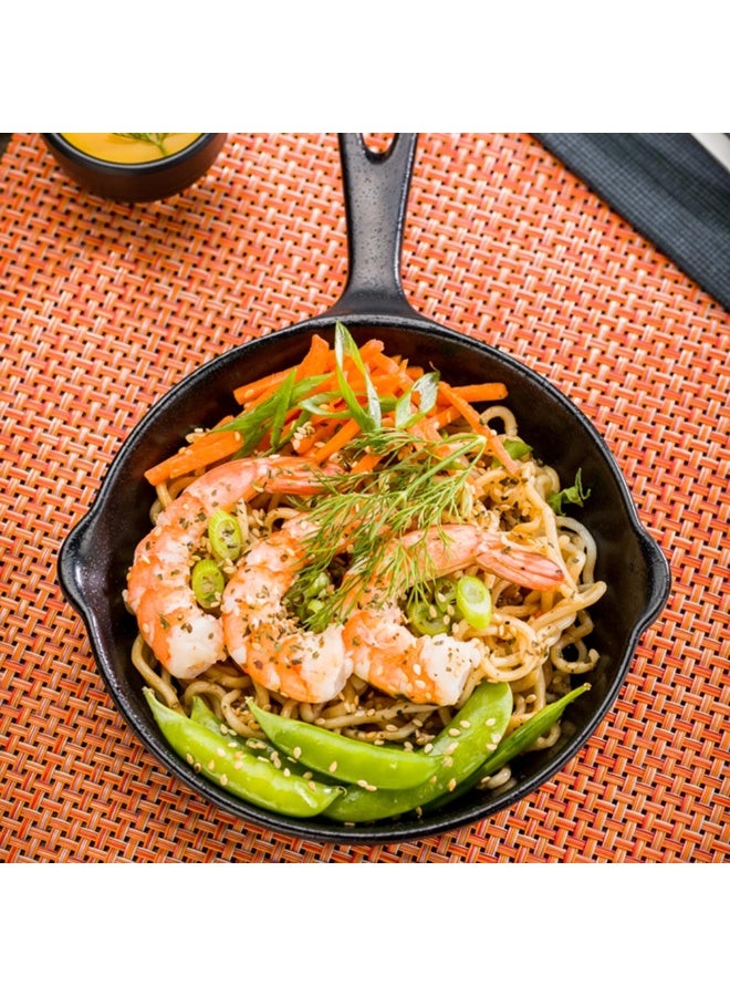 Restaurantware أطباق تقديم فوغّا 12 أونصة من الحديد الزهر، 6 مقالي تقديم مع مقبض - مع ثقب للتعليق، مقاومة للكسر، أطباق تقديم من الميلامين الأسود المزيف، للأطباق الرئيسية أو الحلويات - Image 3