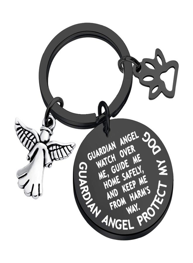 MYOSPARK Guardian Angel Protect My Dog Pet Protection Stainless Steel Pendant Collar Charm (Dog protection tag-Black) - Image 1