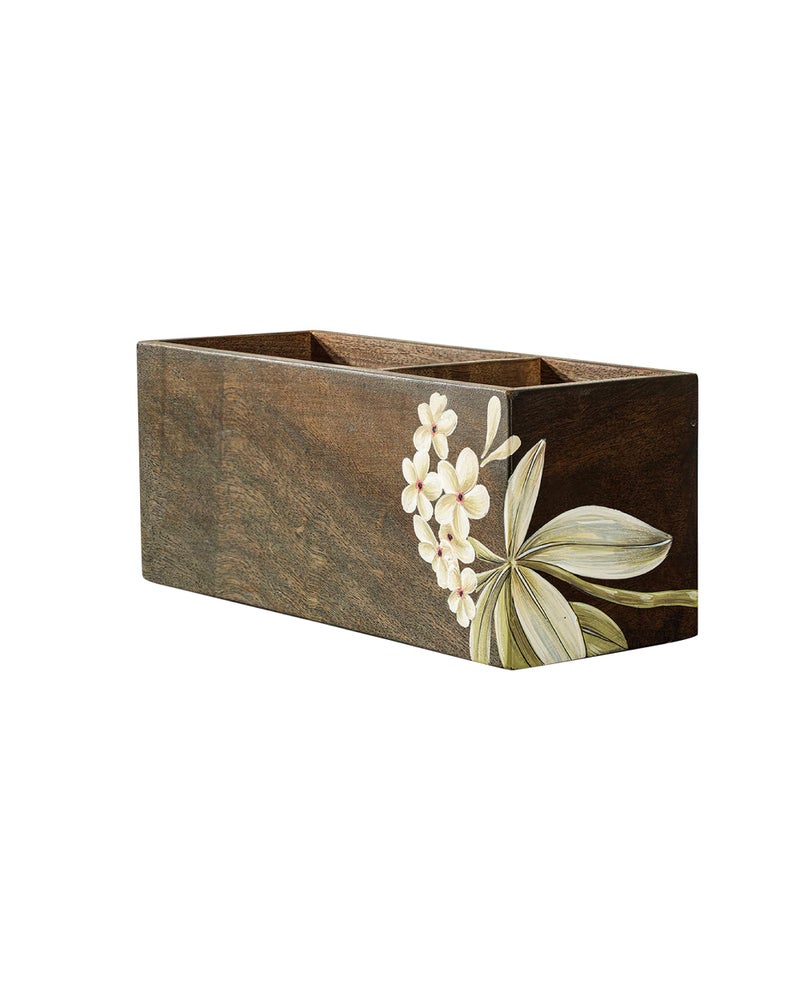 Ellementry Frangipani Wooden Cutlery Stand & Organizer Stand for Spoons, Forks & Knives, Modern Counter Top Tableware Storage Box for Kitchen & Dining Table, Utensil Organizer for Home & Office - Image 4
