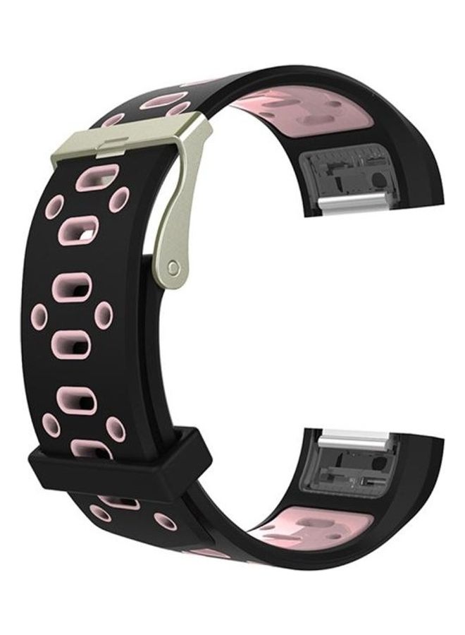 NIBEMINENT Round Hole Silicone Replacement Wrist Strap Watchband with Buckle For Fitbit Charge 2 Black - Image 1