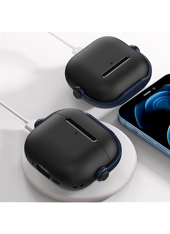 erorex - For Airpods 4Th Generation Case Cover 2024 Shock Proof Protective Tpu Case With Keychain Compatible With Airpods 4 Case For Women Men Black Blue - Image 1