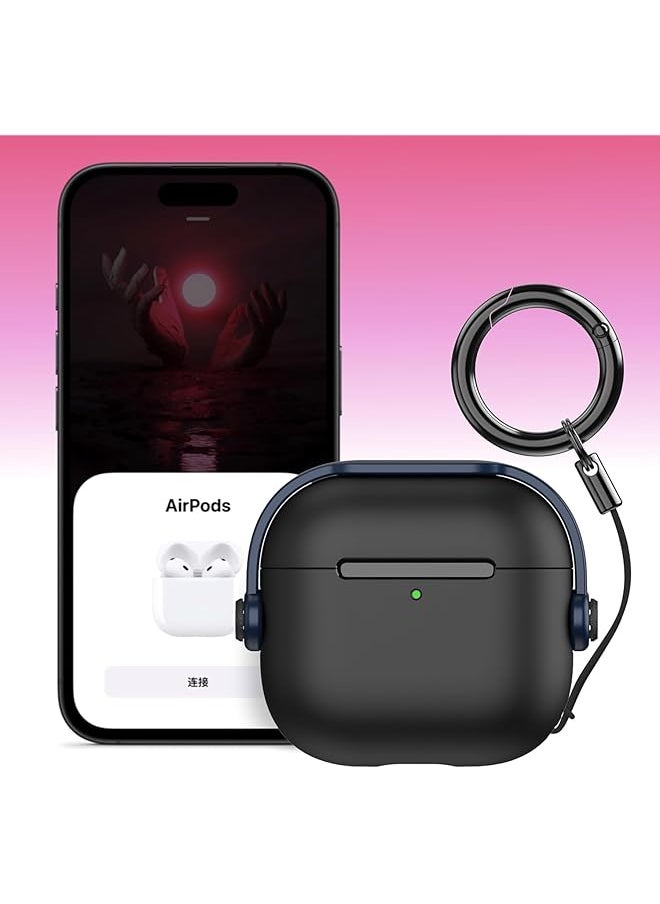 erorex - For Airpods 4Th Generation Case Cover 2024 Shock Proof Protective Tpu Case With Keychain Compatible With Airpods 4 Case For Women Men Black Blue - Image 1