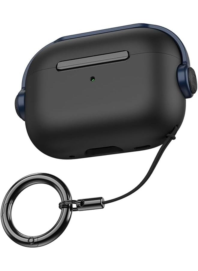 erorex - For Airpods 4Th Generation Case Cover 2024 Shock Proof Protective Tpu Case With Keychain Compatible With Airpods 4 Case For Women Men Black Blue - Image 1