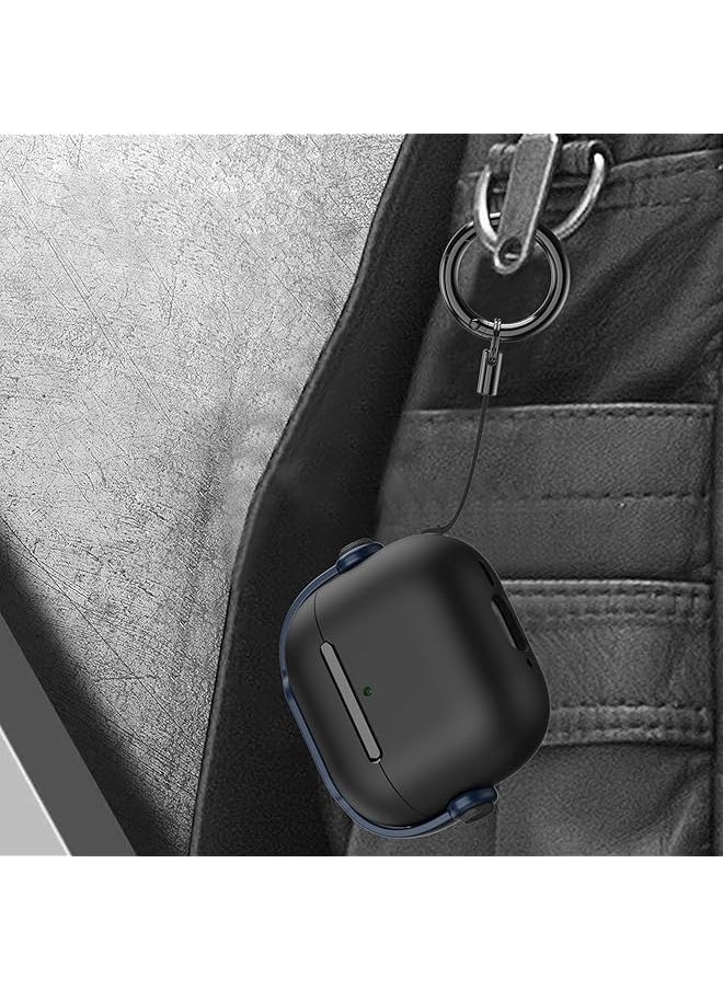 erorex - For Airpods 4Th Generation Case Cover 2024 Shock Proof Protective Tpu Case With Keychain Compatible With Airpods 4 Case For Women Men Black Blue - Image 1